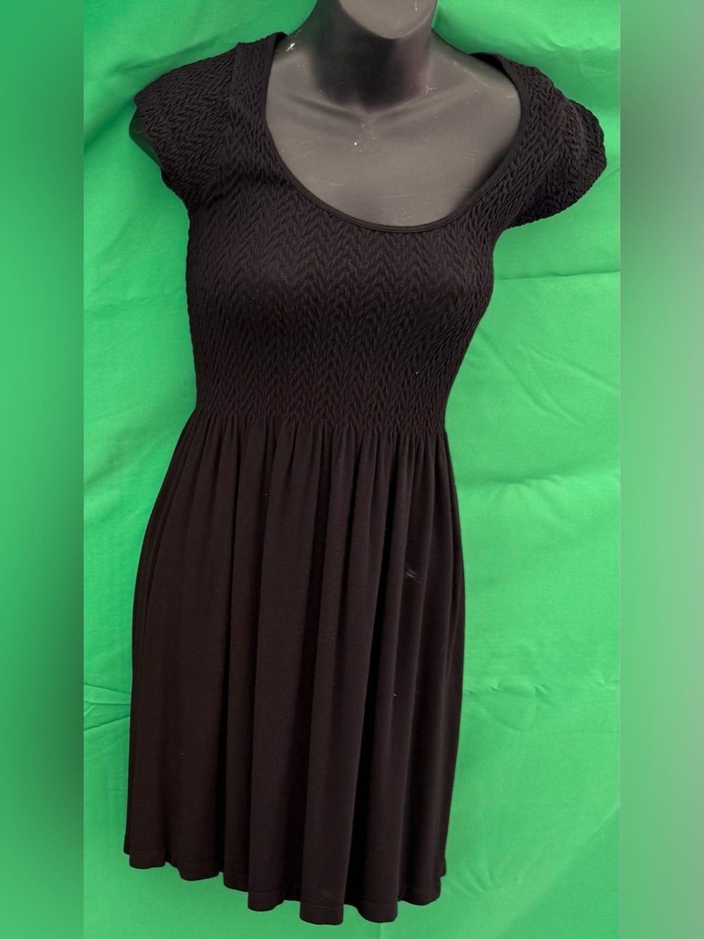 Michael Kors Black Texture Knit Fit Flare Cap Sleeve Dress Women’s XS